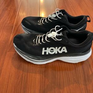 Hoka One One Men's Black and White bondi Athletic Shoes